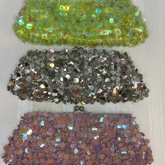 Clutch purse arm purse lot of 3 sequined beaded purses - Picture 8 of 8